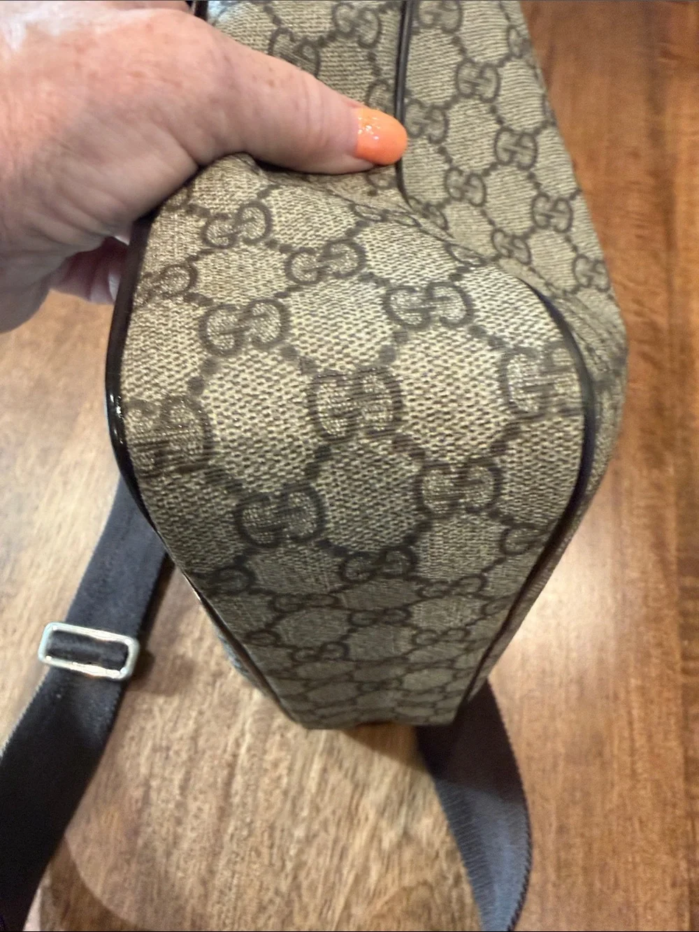 Gucci Beige Brown GG coated Canvas Messenger Bag with Adjustable Strap